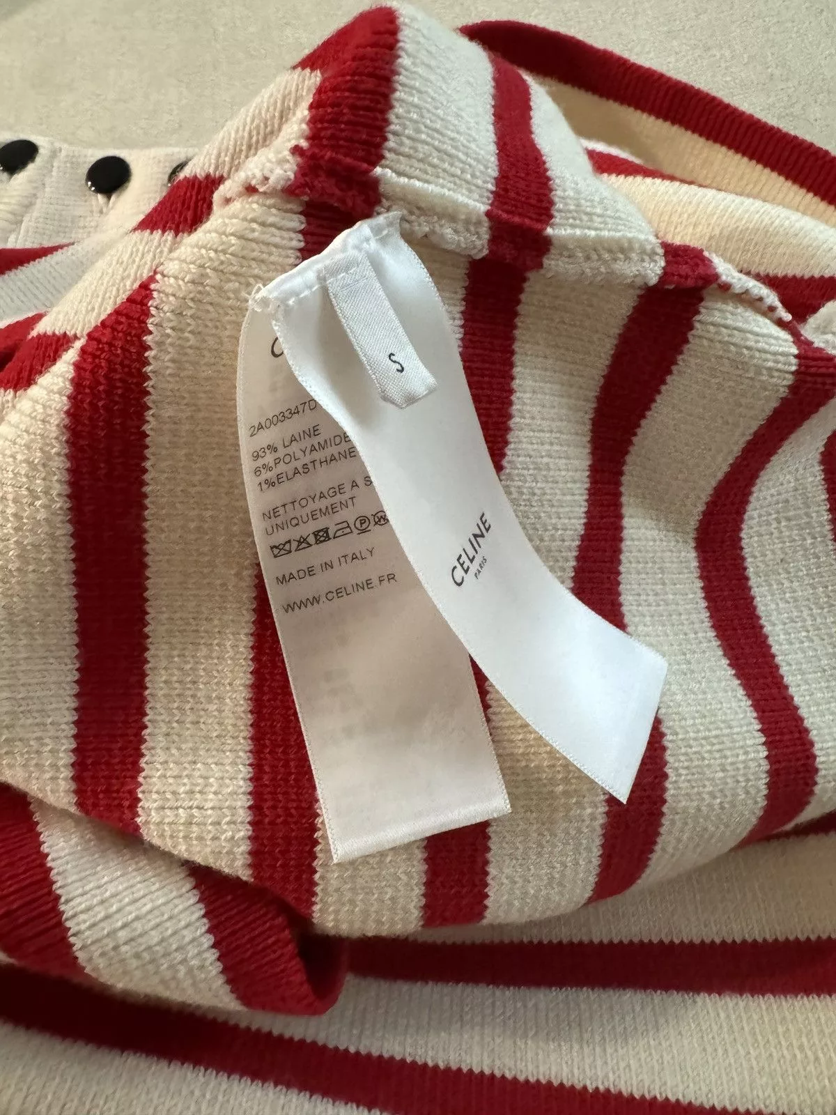 Celine Sweaters Knitwear Celine Breton Stripe Crew Neck Knit White