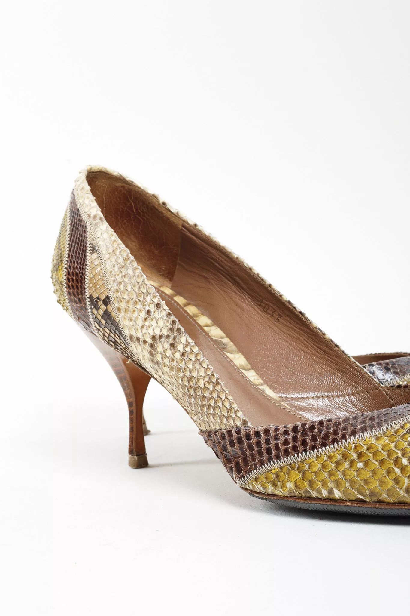 Prada Heels Prada Brown Patchwork Python D'Orsay Pumps Multi