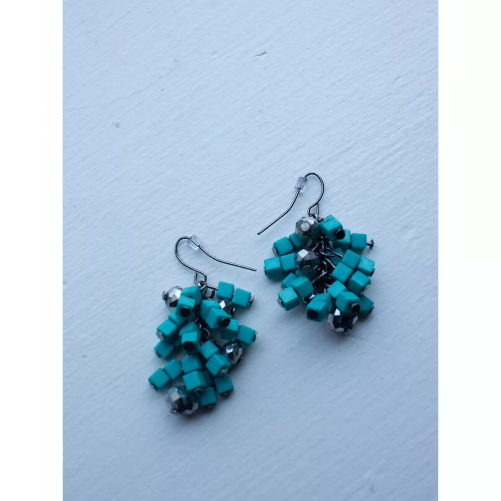 Vintage Earrings Vintage Turquoise Cluster Earrings Dangly circa Mid-2000s Blue