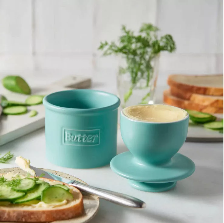 Aqua Cafe Butter Bell Crock