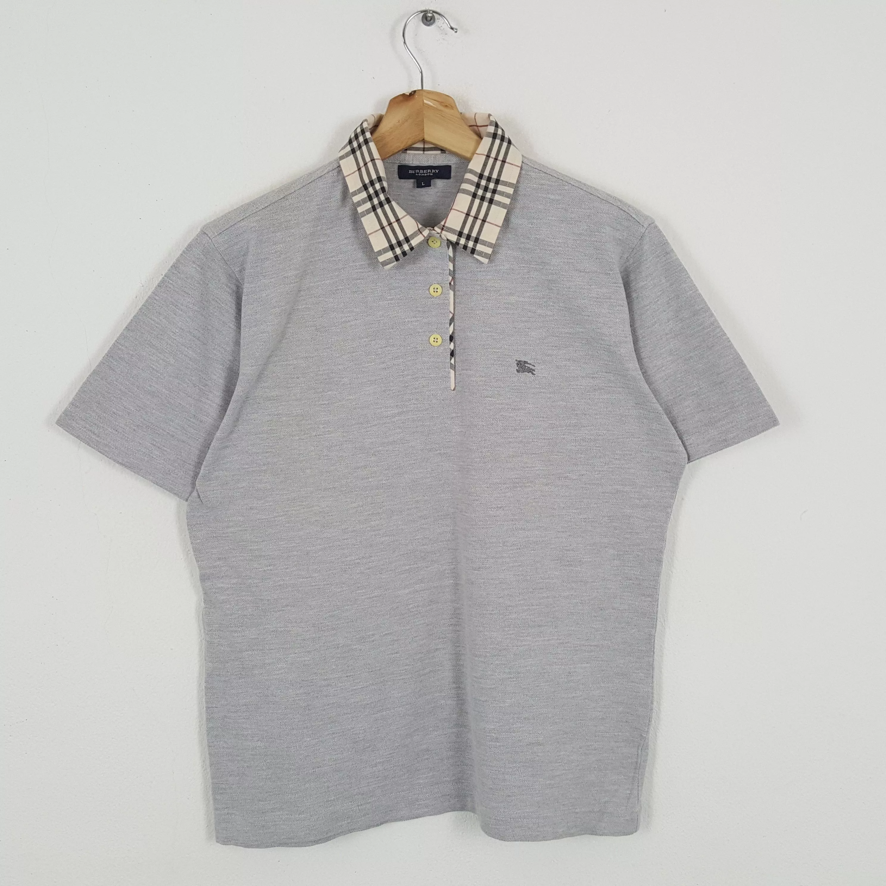 Burberry Polos Burberry × Vintage Vintage BURBERRY LONDON Nova Check Collar Design Polos Gray