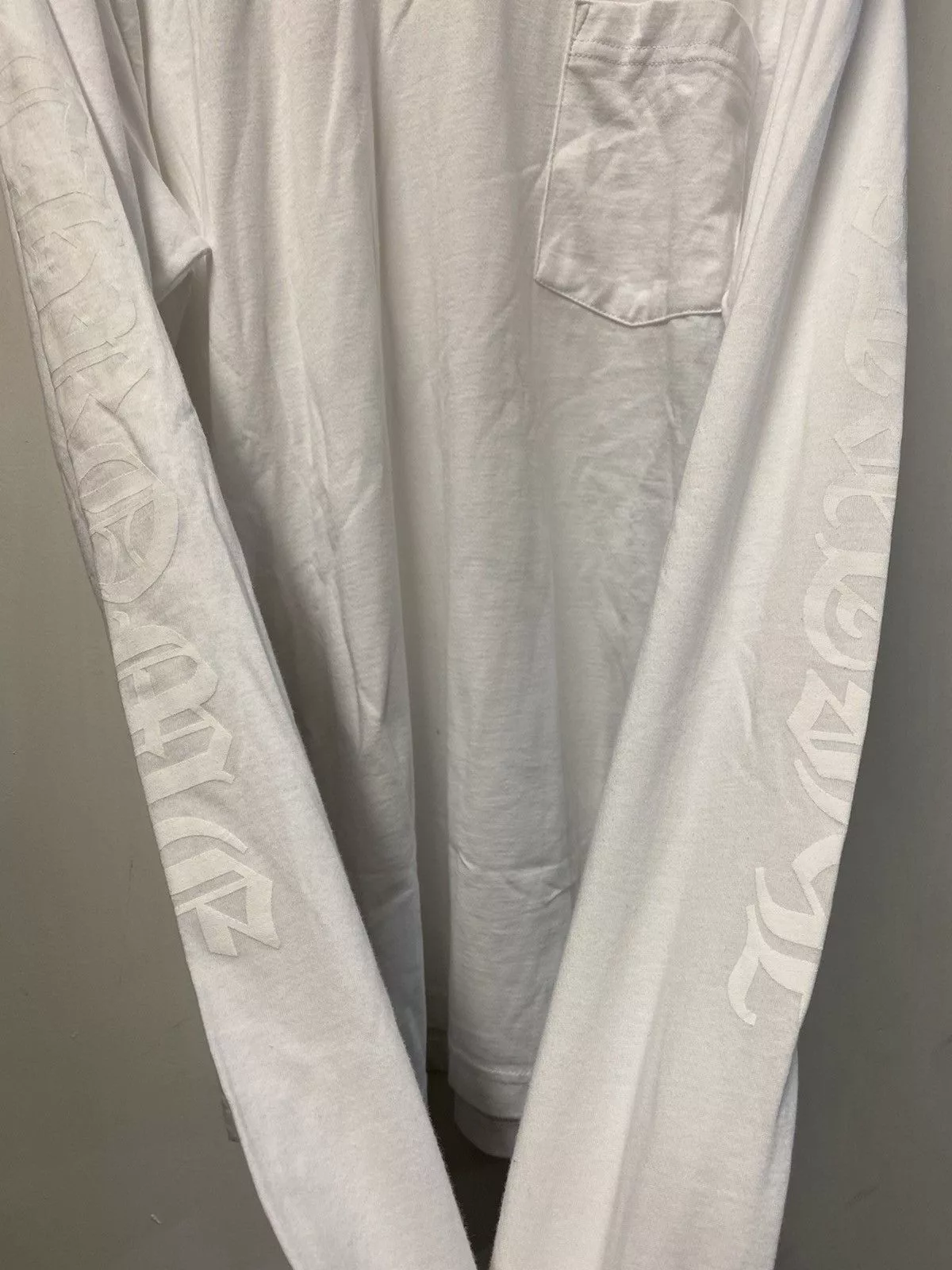 Chrome Hearts Long Sleeve T Shirts Chrome Hearts Script Neck Logo Triple White Longsleeve