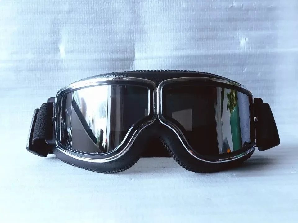 Designer Glasses Designer × Vintage Retro Glasses Windproof Motorcycle Helmet Glasses Sunglasses Black Streetwear