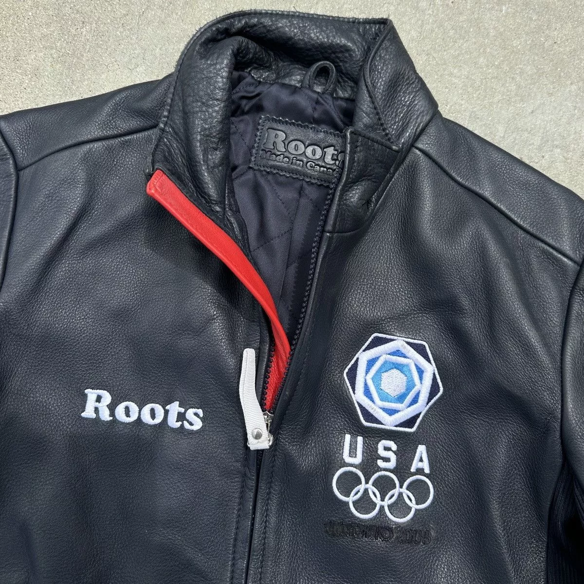 Roots Leather Jackets Roots × USA Olympics ROOTS 2009 OLYMPIC JACKET Black