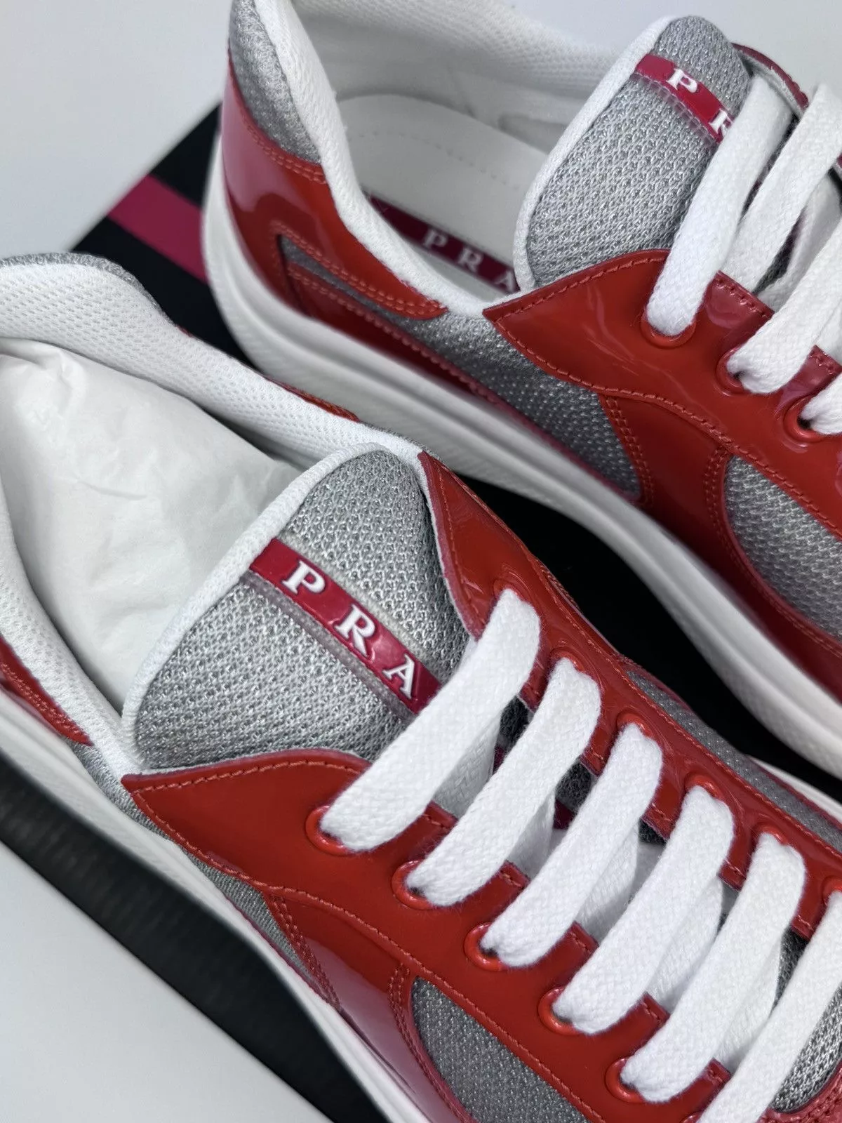 Prada Low Top Sneakers Prada PATENT FINISH SNEAKERS Orange
