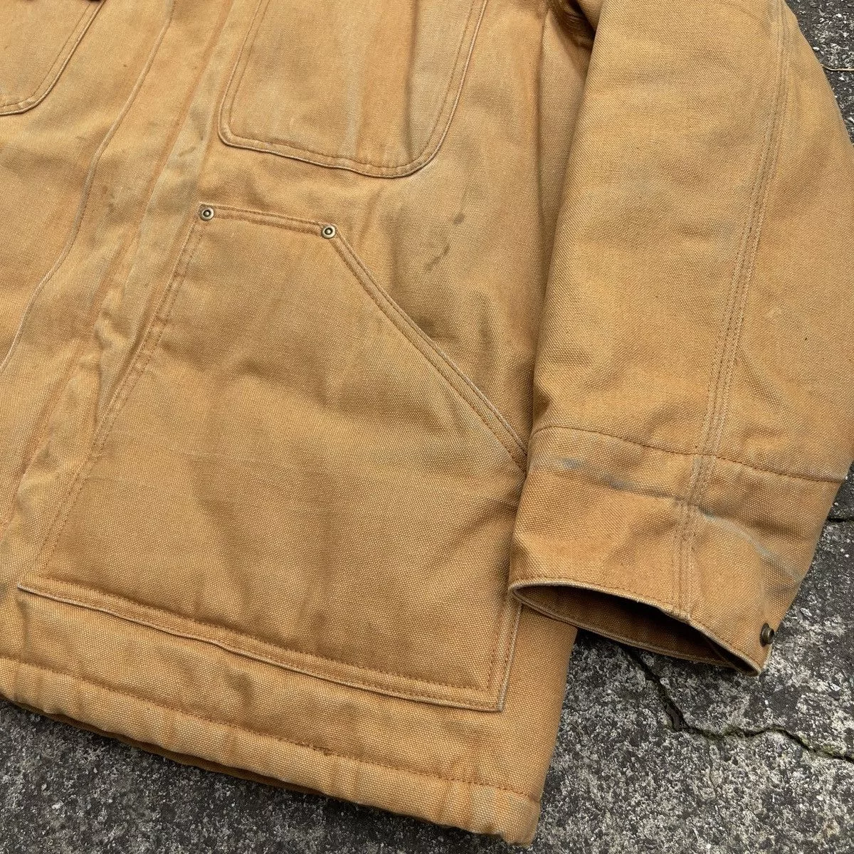 Carhartt Heavy Coats Carhartt × Dickies × Vintage Vintage Thrashed 90’s BIG SMITH Insulated Detroit Jacket Beige