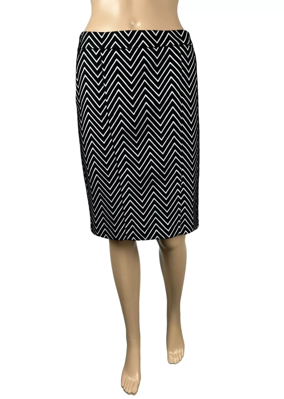 MAX&Co. Midi Skirts MAX&Co. Max&Co Pencil Skirt Zigzag Striped Wool-Polyester size US4 Black
