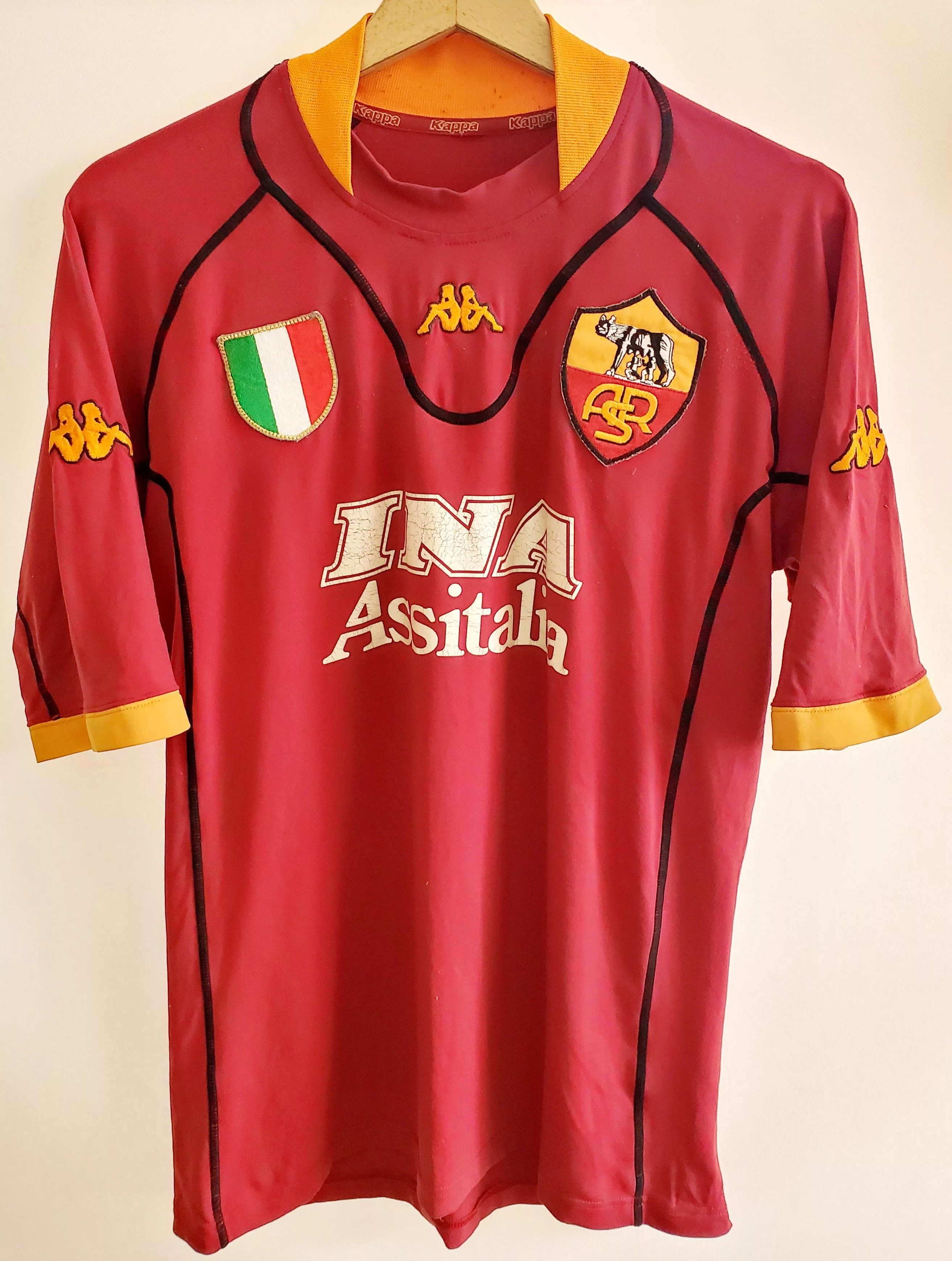 Kappa Short Sleeve T Shirts Kappa × Vintage As Roma 2001/2002 Home soccer jersey #9Montella L Red