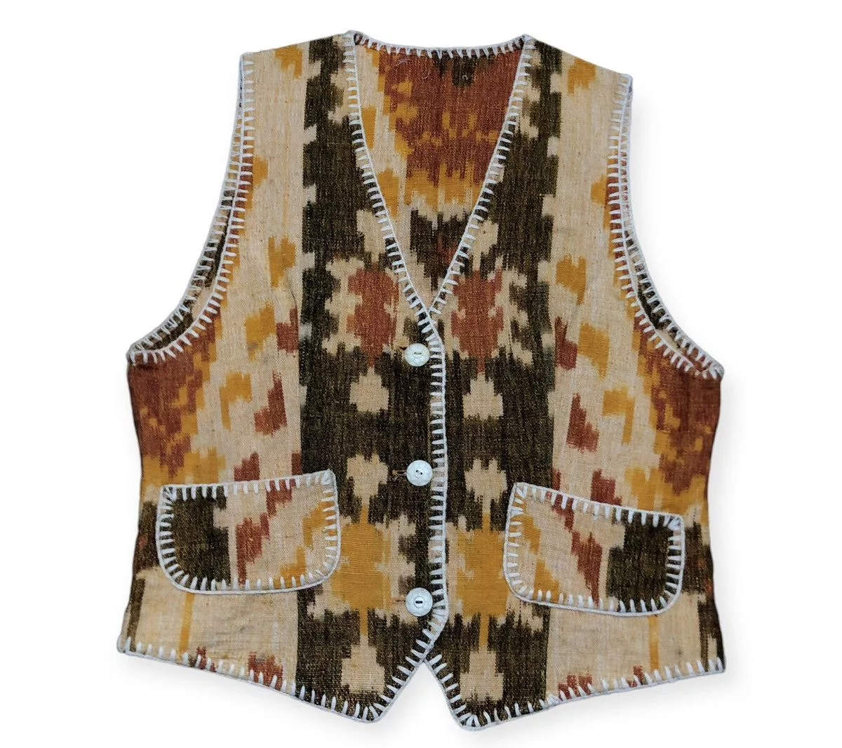 Native Vests Native × Vintage Vintage Ethnic Native Navajo Blanket Vest Iconic Design Multi
