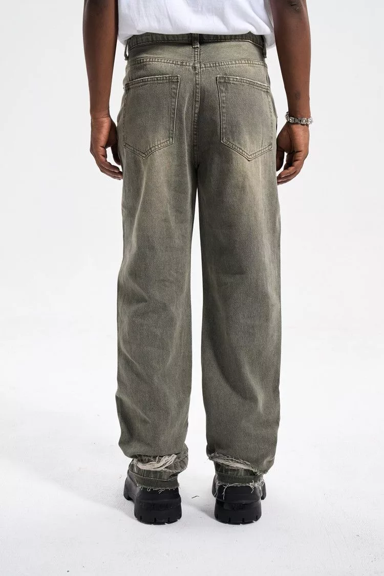 Japanese Brand Denim Japanese Brand × Vintage Patch Damage Straight Jeans Gray Streetwear