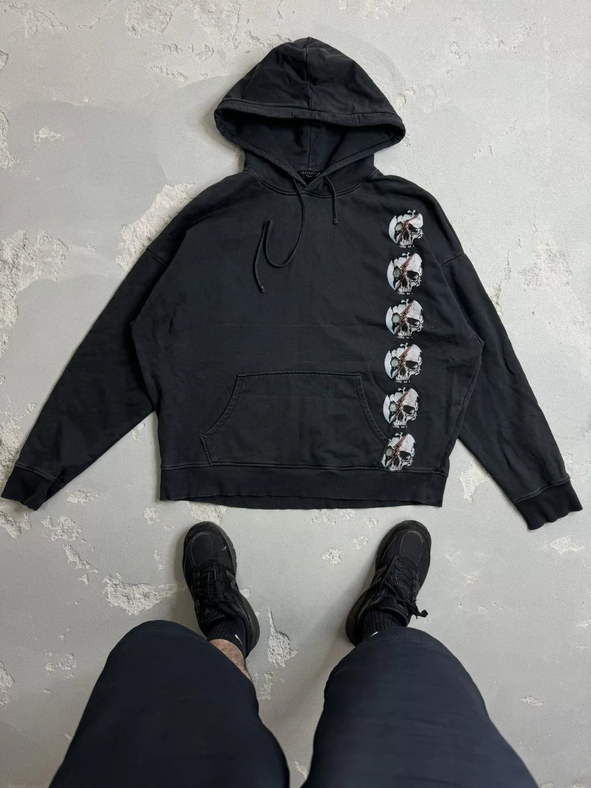 Allsaints Sweatshirts Hoodies Allsaints × Japanese Brand Allsaints Black Oversized Balenciaga Style Hoodie