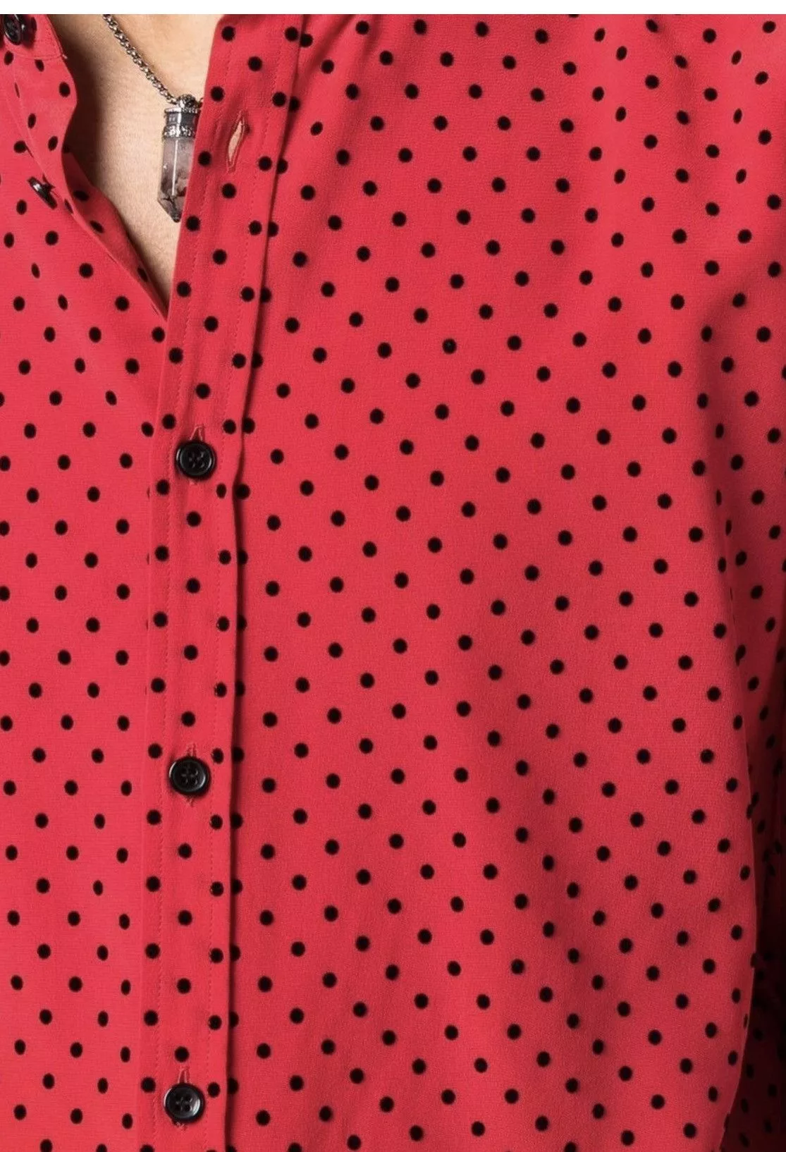Saint Laurent Paris Shirts Button Ups Saint Laurent Paris polka dots silk shirt collar size40 Red