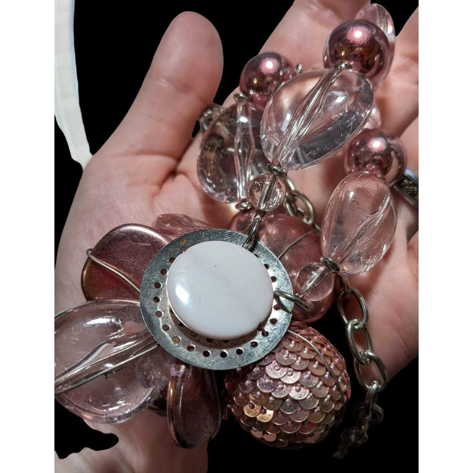 Other Necklaces Other Pink Metallic Floral Statement Necklace