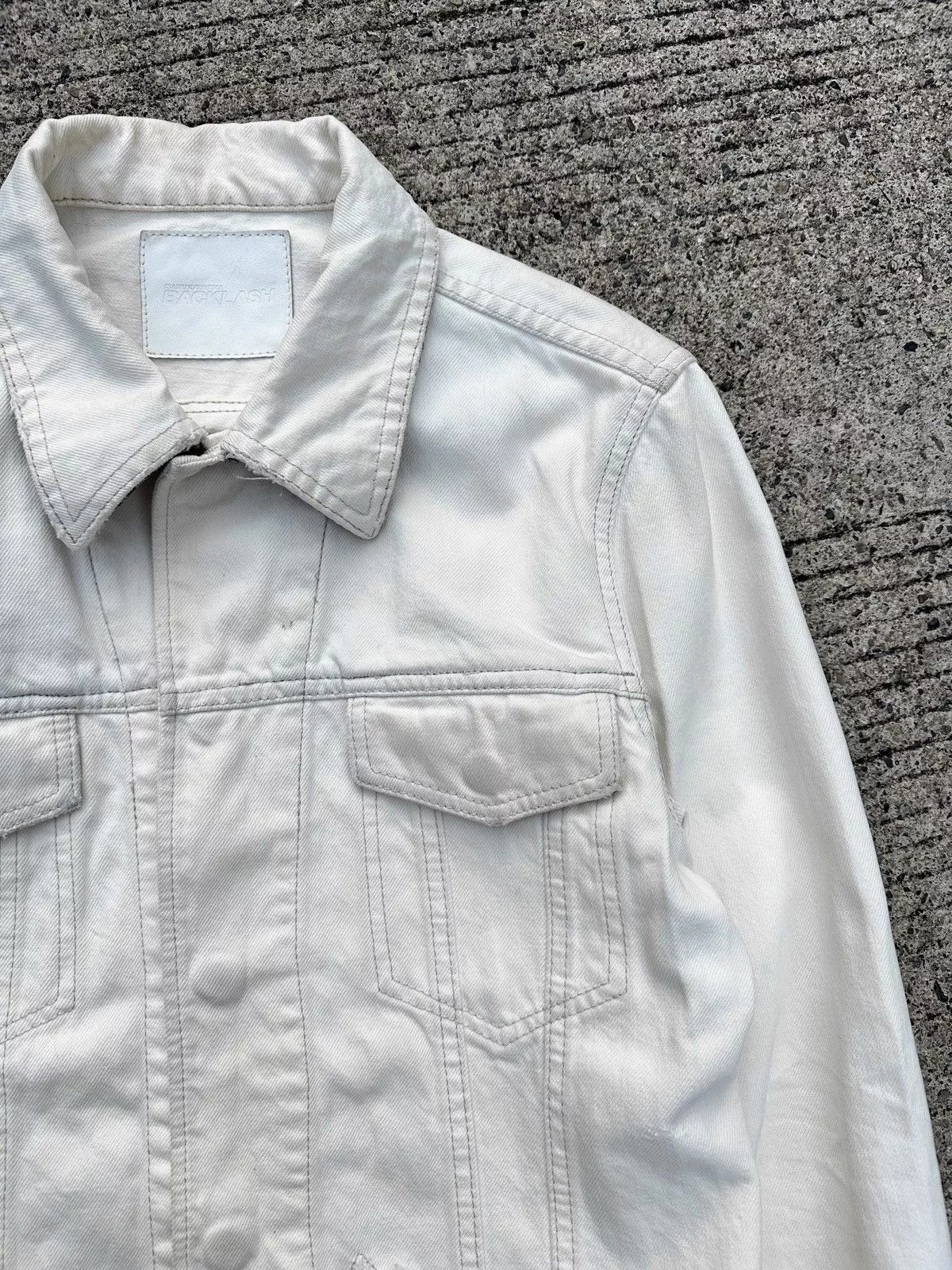 Isamu Katayama Backlash Denim Jackets Isamu Katayama Backlash Backlash Leopard Damage Trucker Jacket White
