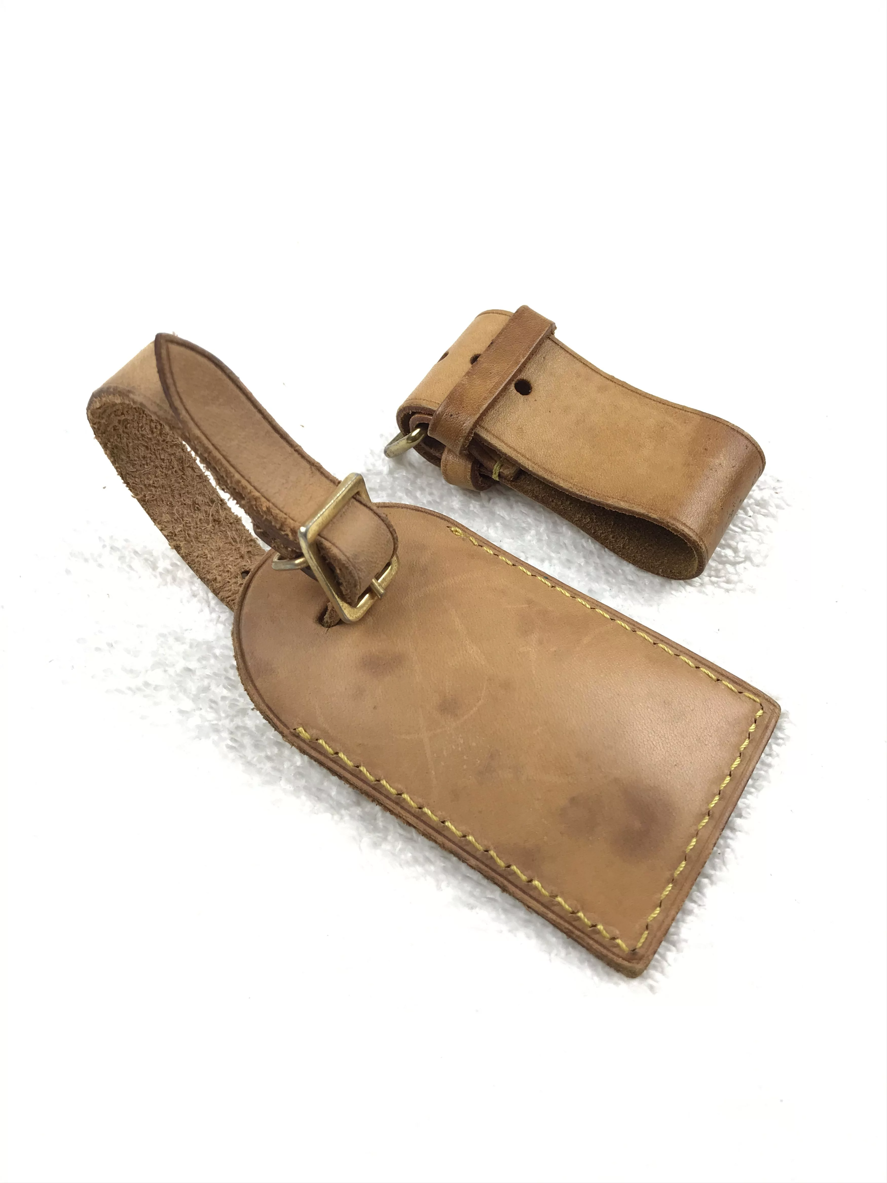 Louis Vuitton Miscellaneous Louis Vuitton × Vintage Louis Vuitton Vachetta Leather Luggage Tag and Poignet Brown Luxury