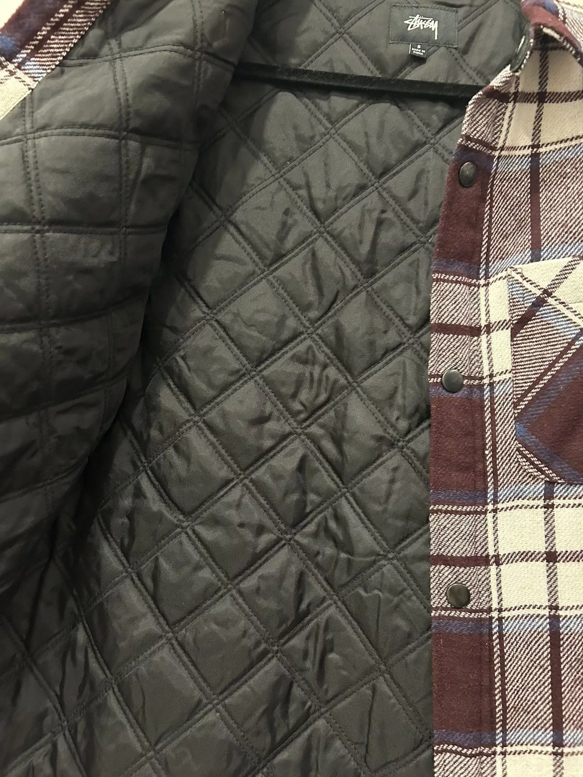 Stussy Light Jackets Stussy Quilted Plaid Wool Jacket Brown