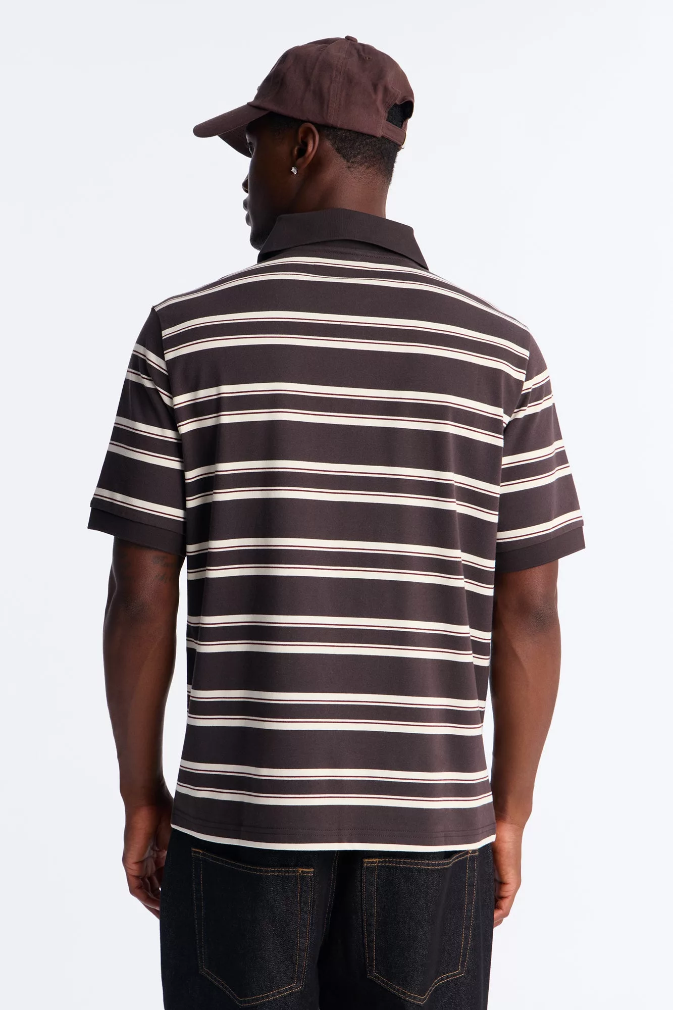 Casey Stripe Polo - Brown/combo