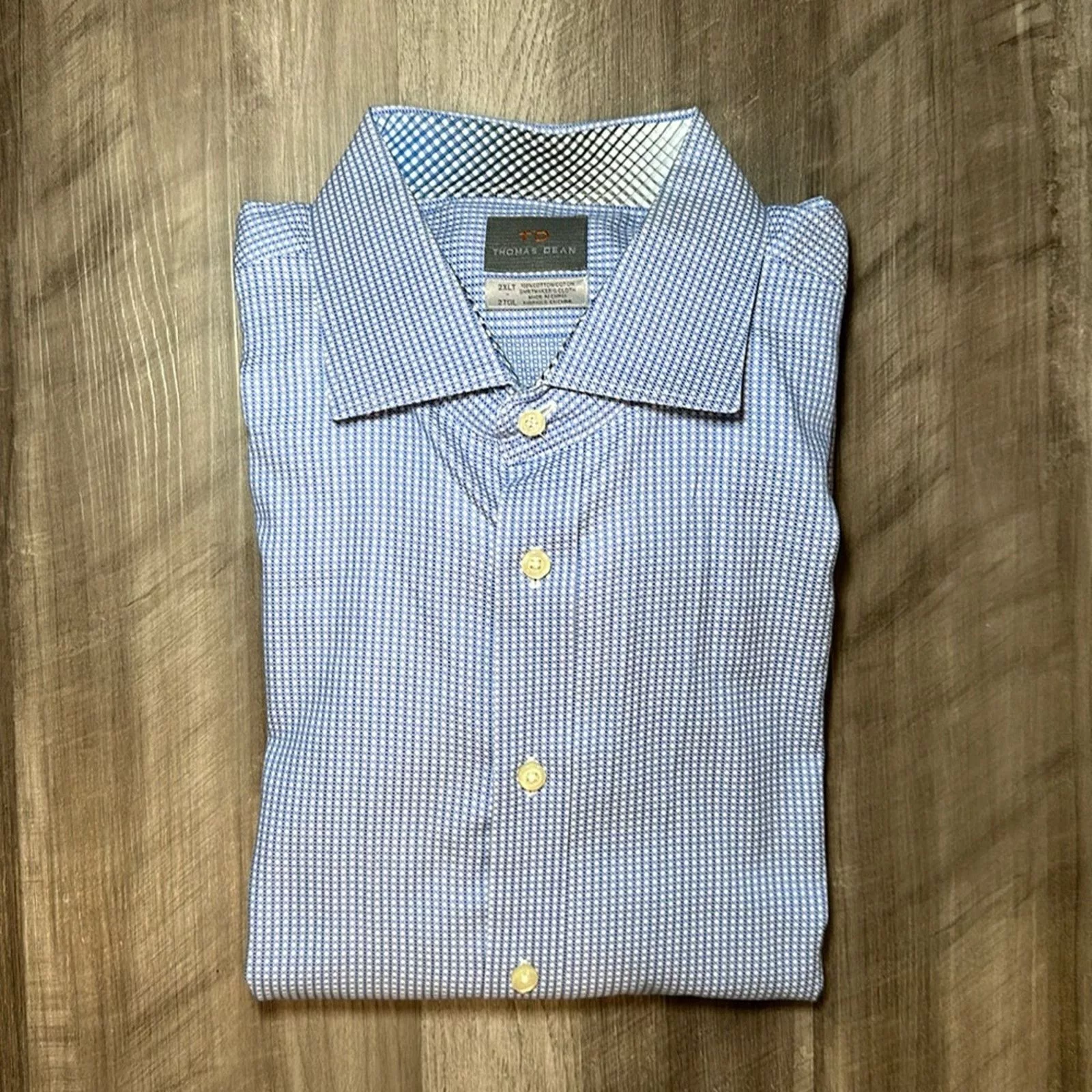 Thomas Dean Shirts Button Ups Thomas Dean Shirtmaker’s Cloth Long Sleeve - 2XLT Blue