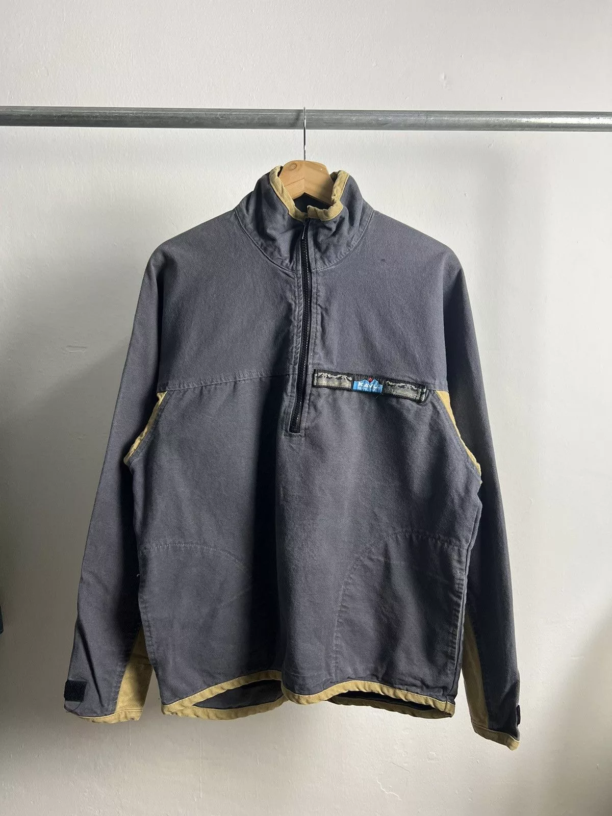 KAVU Light Jackets KAVU × Vintage Vintage 1990s KAVU Half-Zipper 2 Tone Denim Cotton Jackets Blue