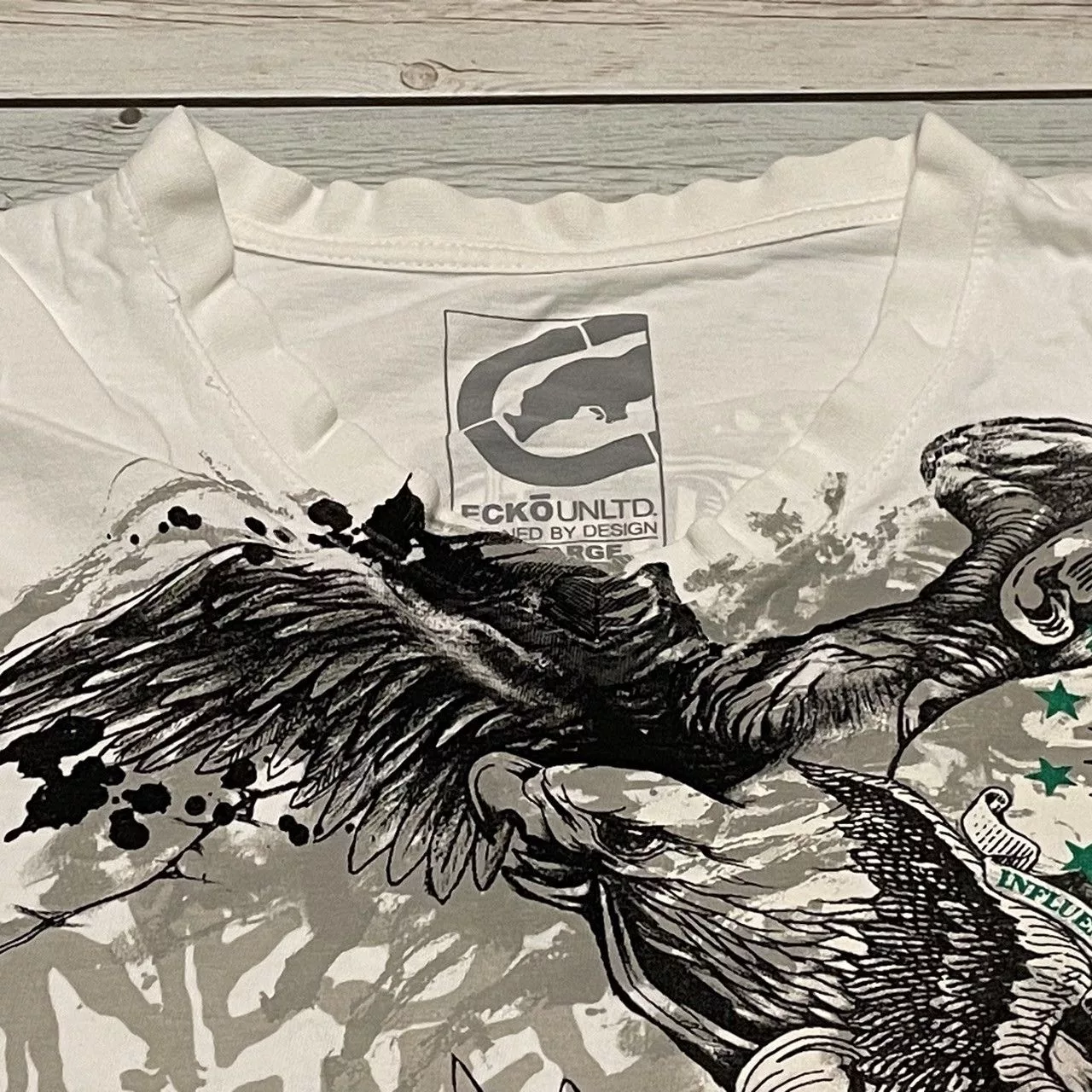 Affliction Short Sleeve T Shirts Affliction × Ecko Unltd. × Tapout Rare Ecko Unltd Wings Cross Tee Y2K Affliction Style White