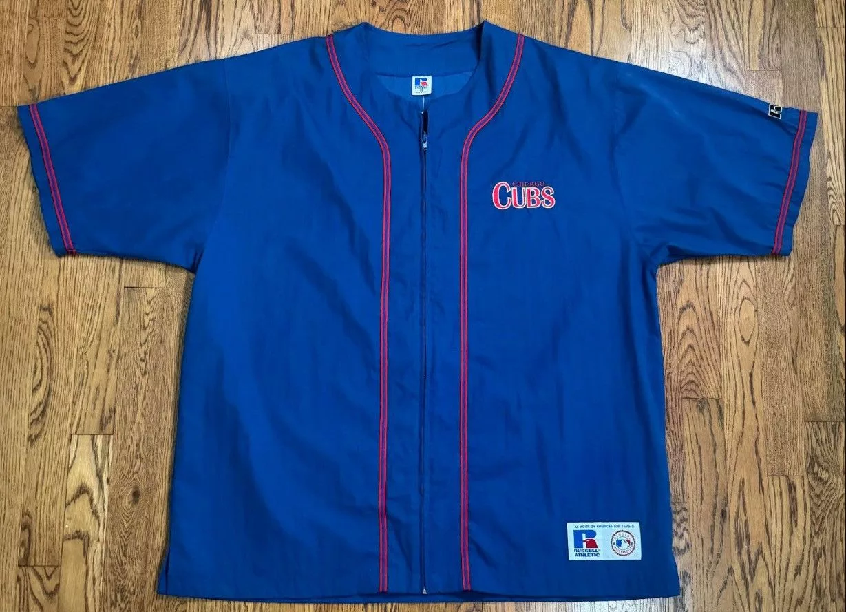 Russell Athletic Jerseys Vintage Russell Athletic Chicago Cubs Full Zip Jersey XL Blue