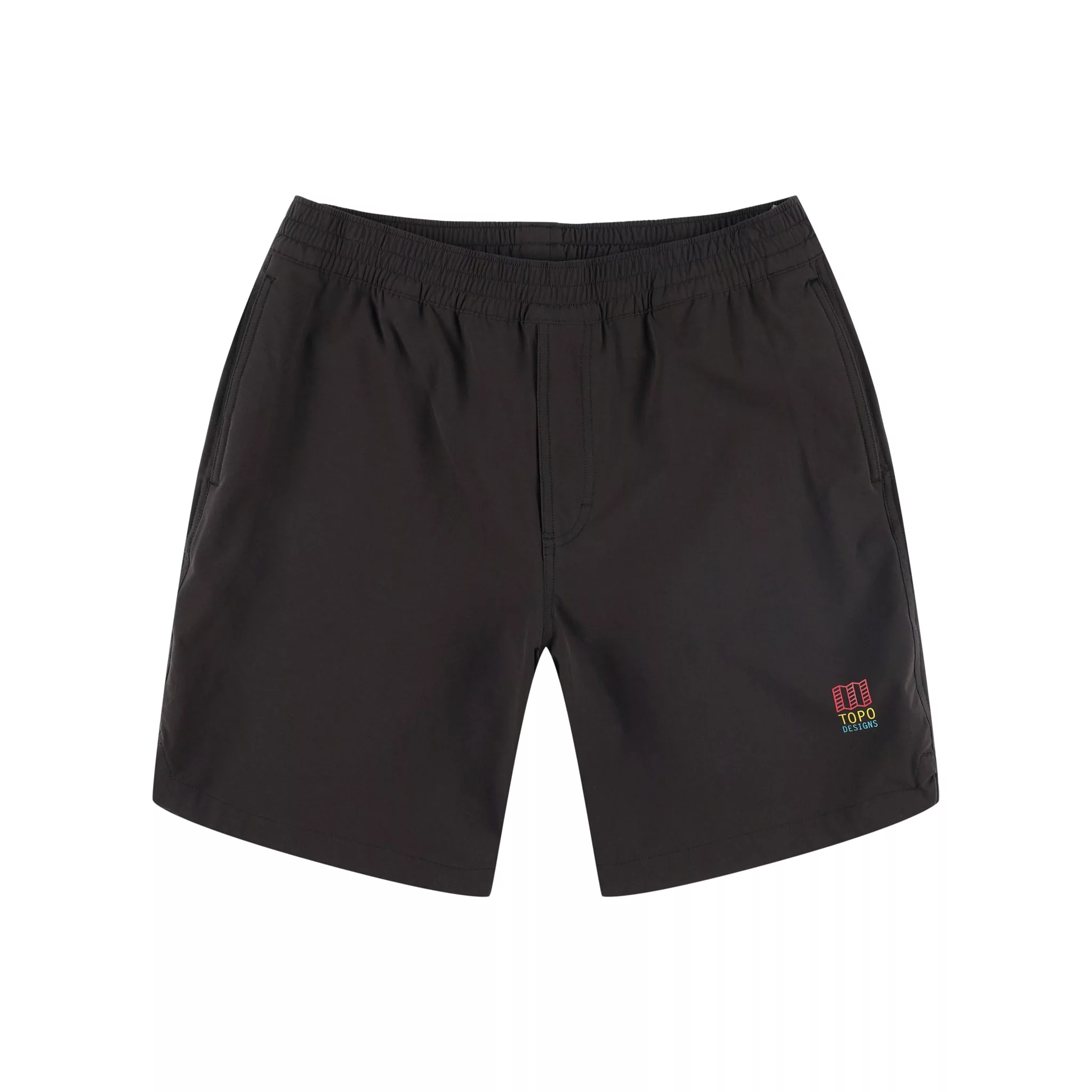 Topo Designs Men's Global lightweight quick dry travel Shorts in Black.