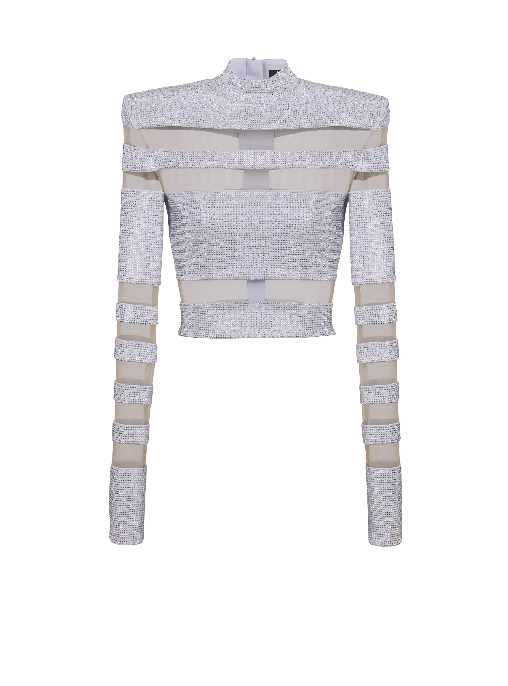 Balmain Crop Tops Balmain o1s1rm0624 Crop Top in Silver