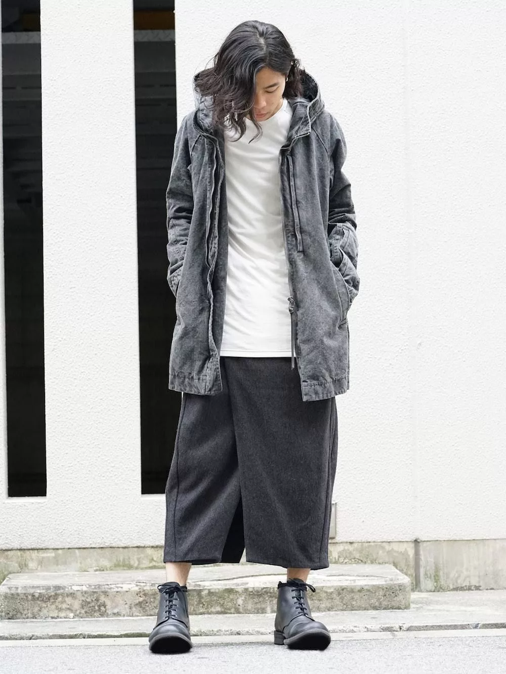 Devoa Casual Pants Devoa Wool Hakama Pants Black