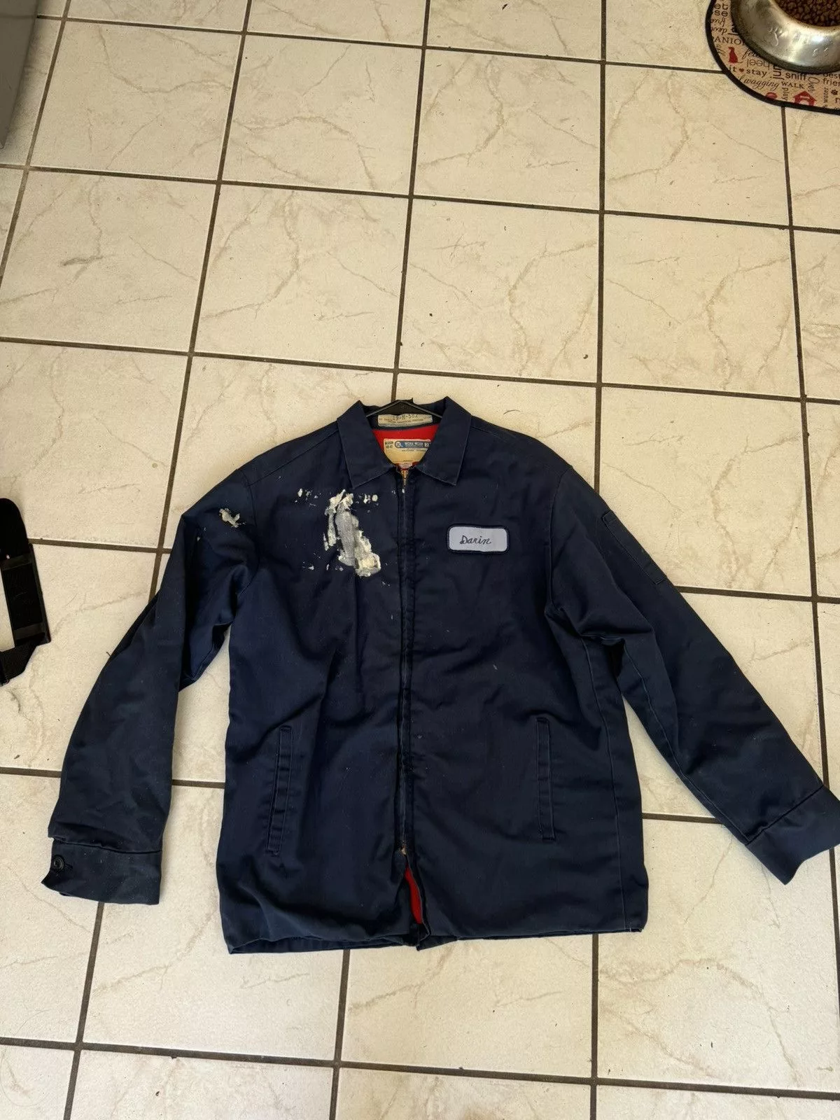 Vintage Light Jackets Vintage 70s mechanic jacket paint splattered Blue