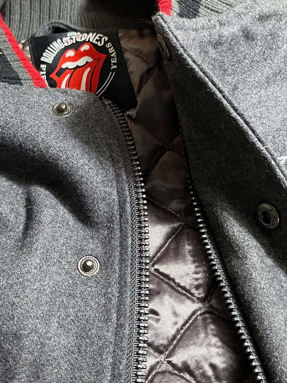 Designer Light Jackets Designer Rolling Stones Tour Merch - Tongue Varsity Jacket - Fifty XL Gray