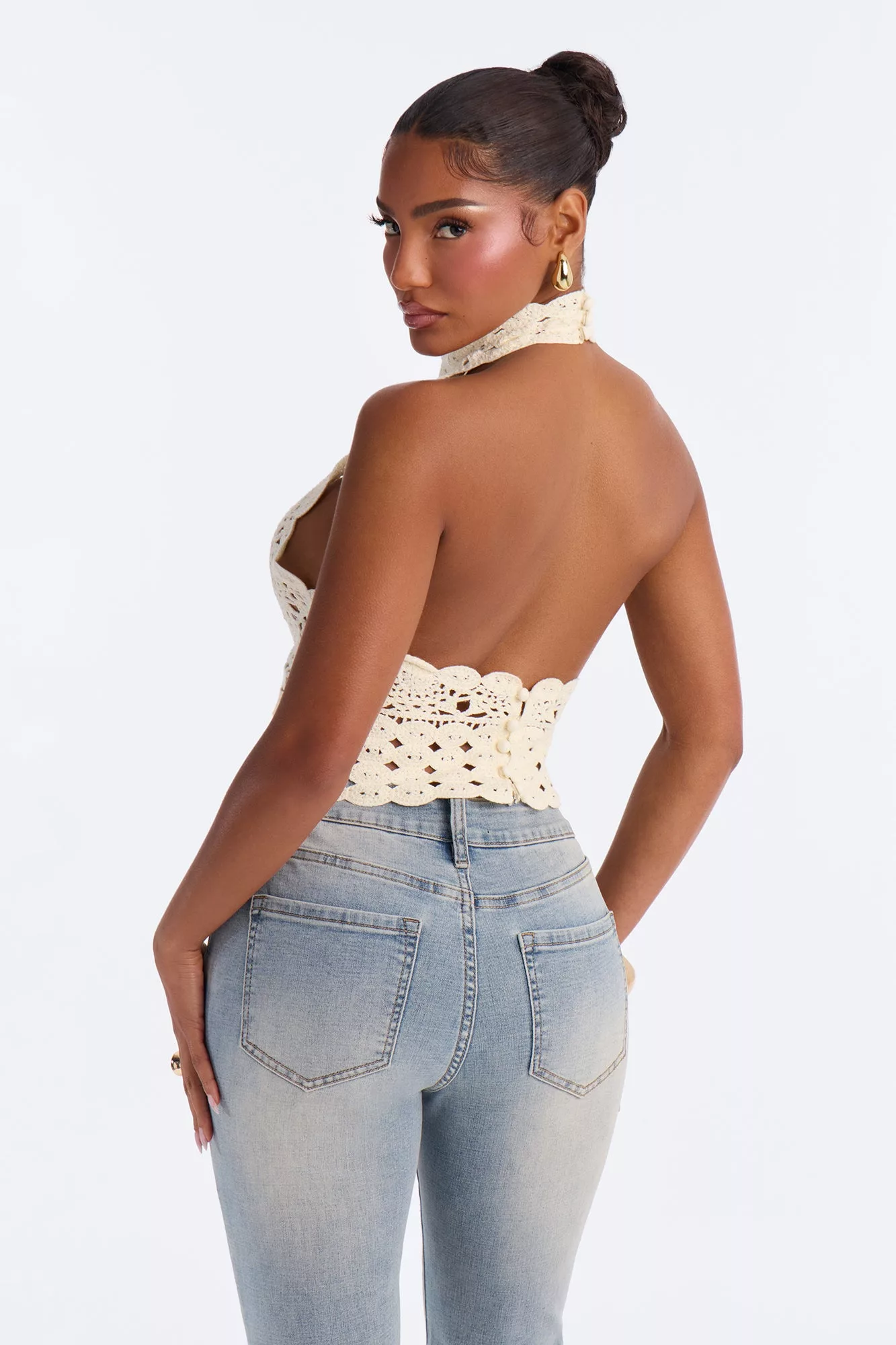 Jolene Crochet Halter Top - Natural
