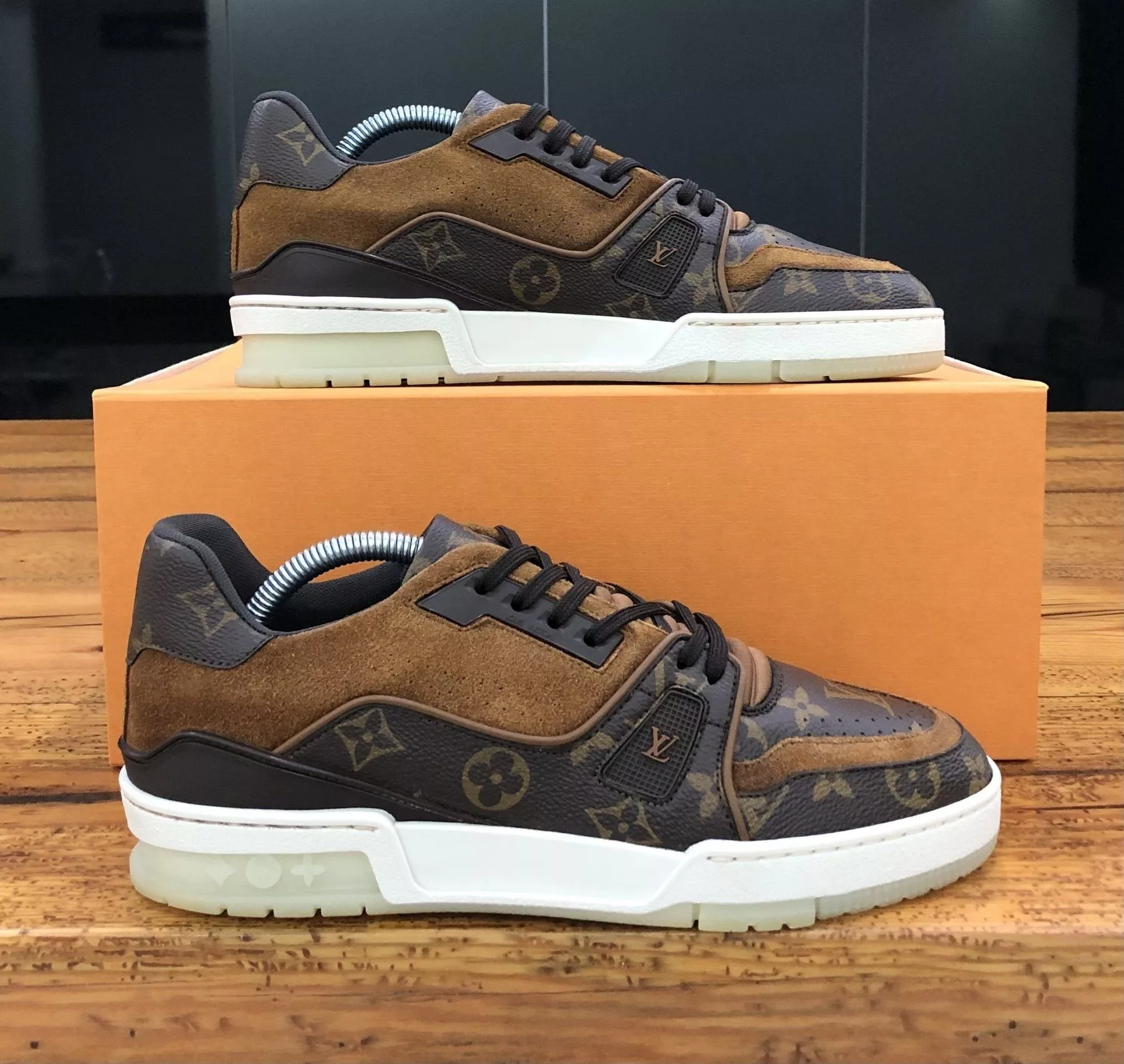 Louis Vuitton Low Top Sneakers Louis Vuitton LV Trainer Brown Suede Monogram