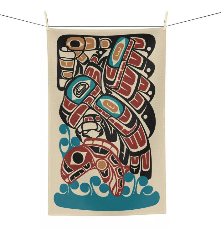 Eagle & Salmon Tea Towel