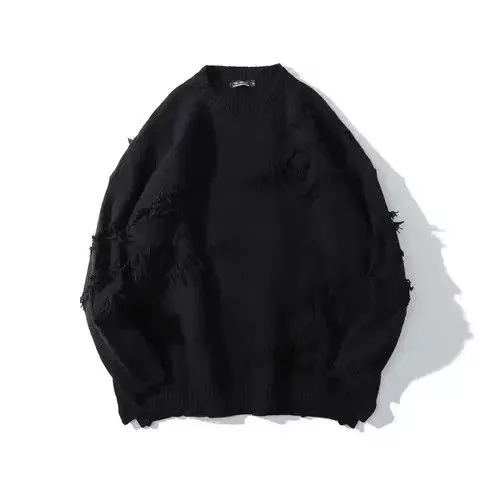 Other Sweaters Knitwear Other Black Distressed Pullover Loose Knit Sweater Streetwear