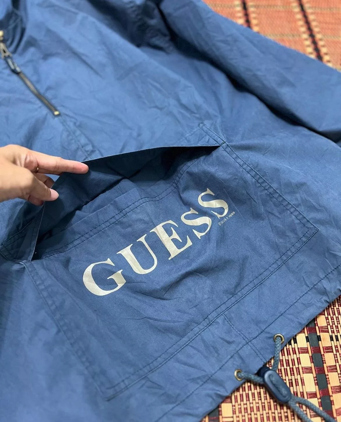 Guess Light Jackets Vintage 1990s Guess Pullover Jacket Blue