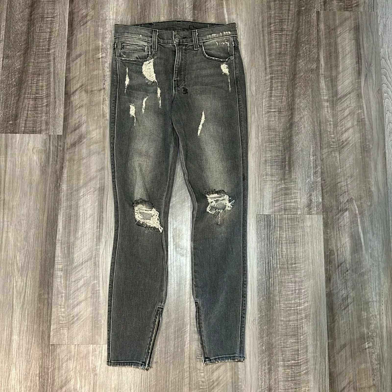 Ksubi Jeans Ksubi Distressed Spray On Skinny Jeans - 26 Black