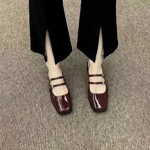 Designer Platforms Designer × Japanese Brand × Vintage Burgundy Mary Jane Shoes Red