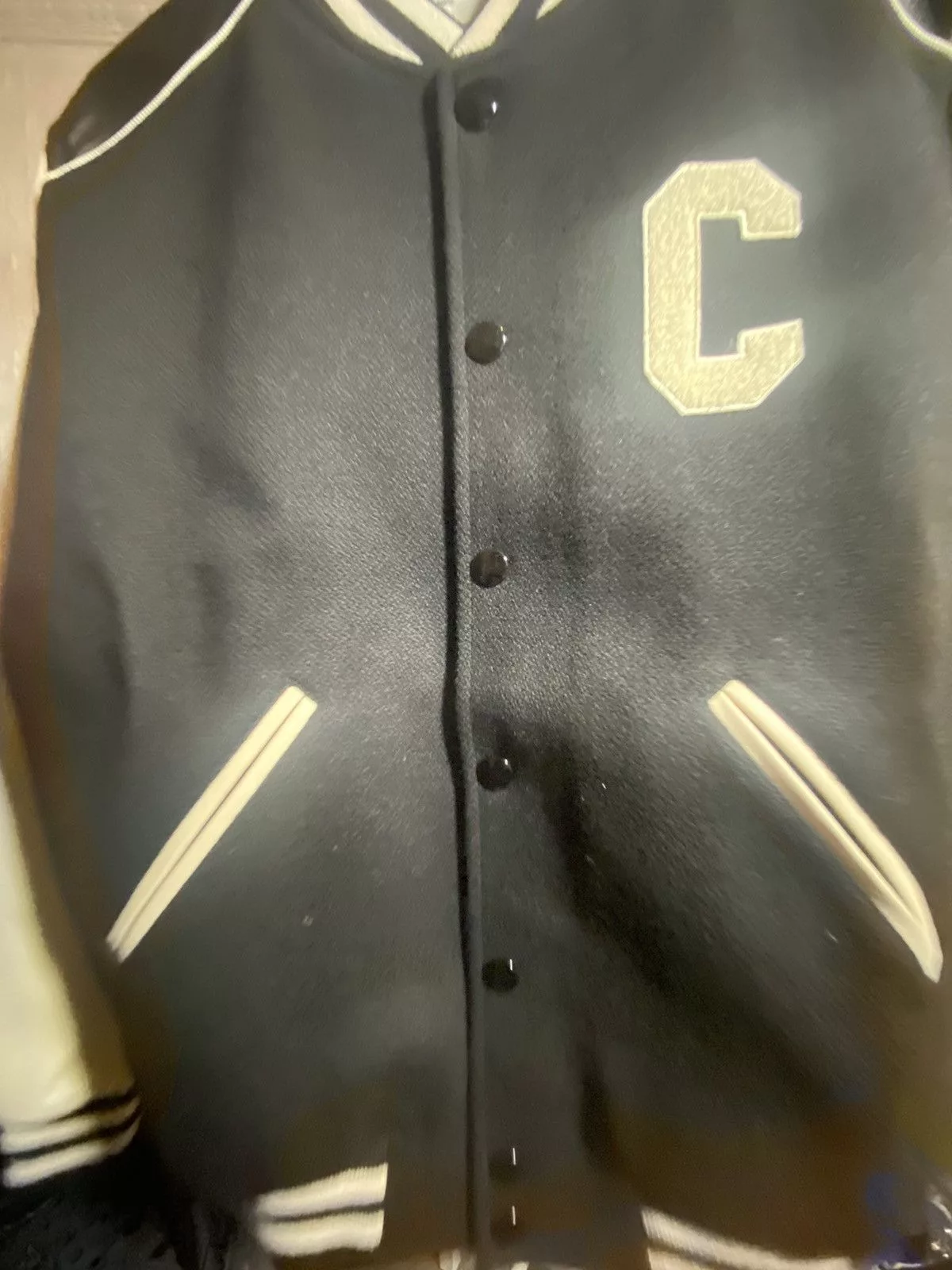 Celine Leather Jackets (52) CELINE Classic Teddy Varsity Jacket in Textured Wool Black