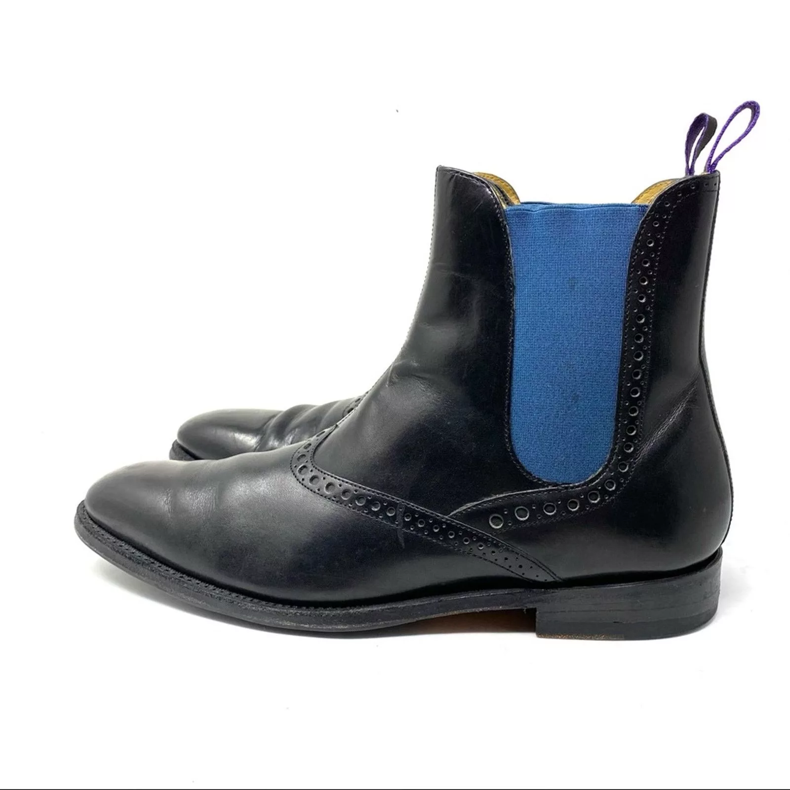 Paul Stuart Boots Paul Stuart black leather brogue Chelsea pull on boots 8