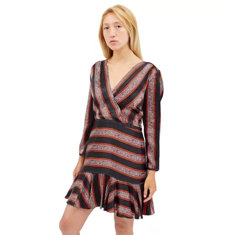Veronica Beard Mini Dresses Veronica Beard Ivy Flounce Silk Mini Dress Printed Striped Black