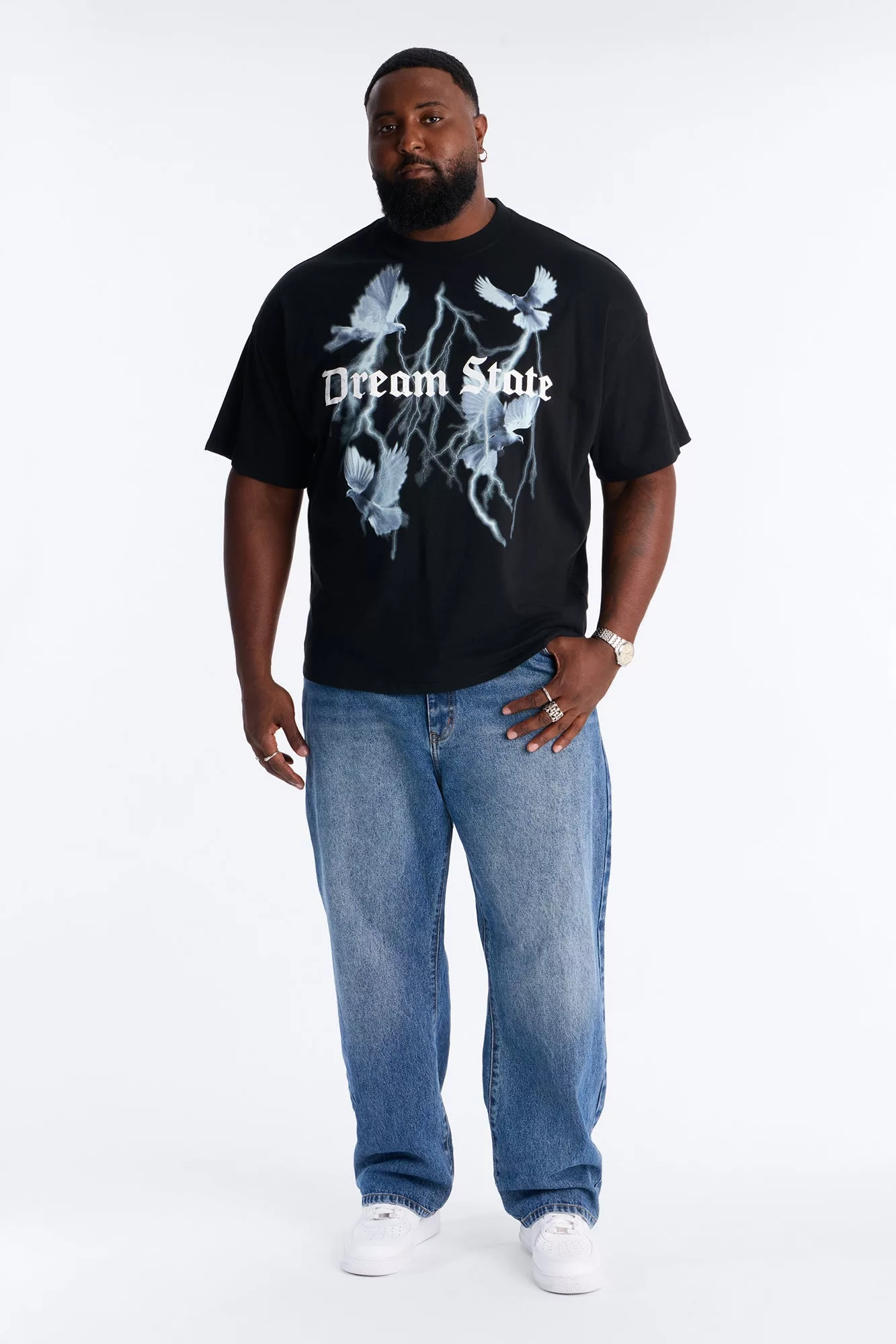 Dream State Oversized Short Sleeve Tee - Black