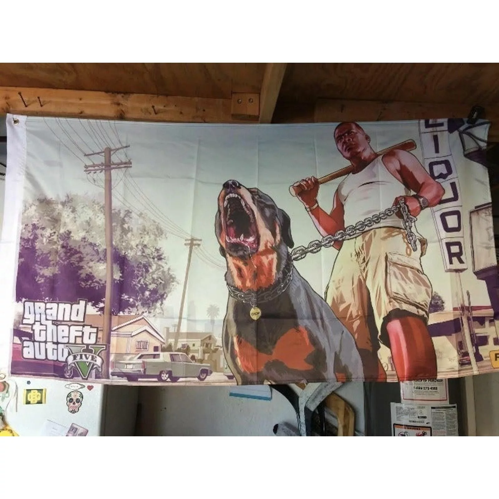 Other Periodicals Other GTA V Grand Theft Auto 5 5ft Flag Chop & Franklin Rockstar Multi