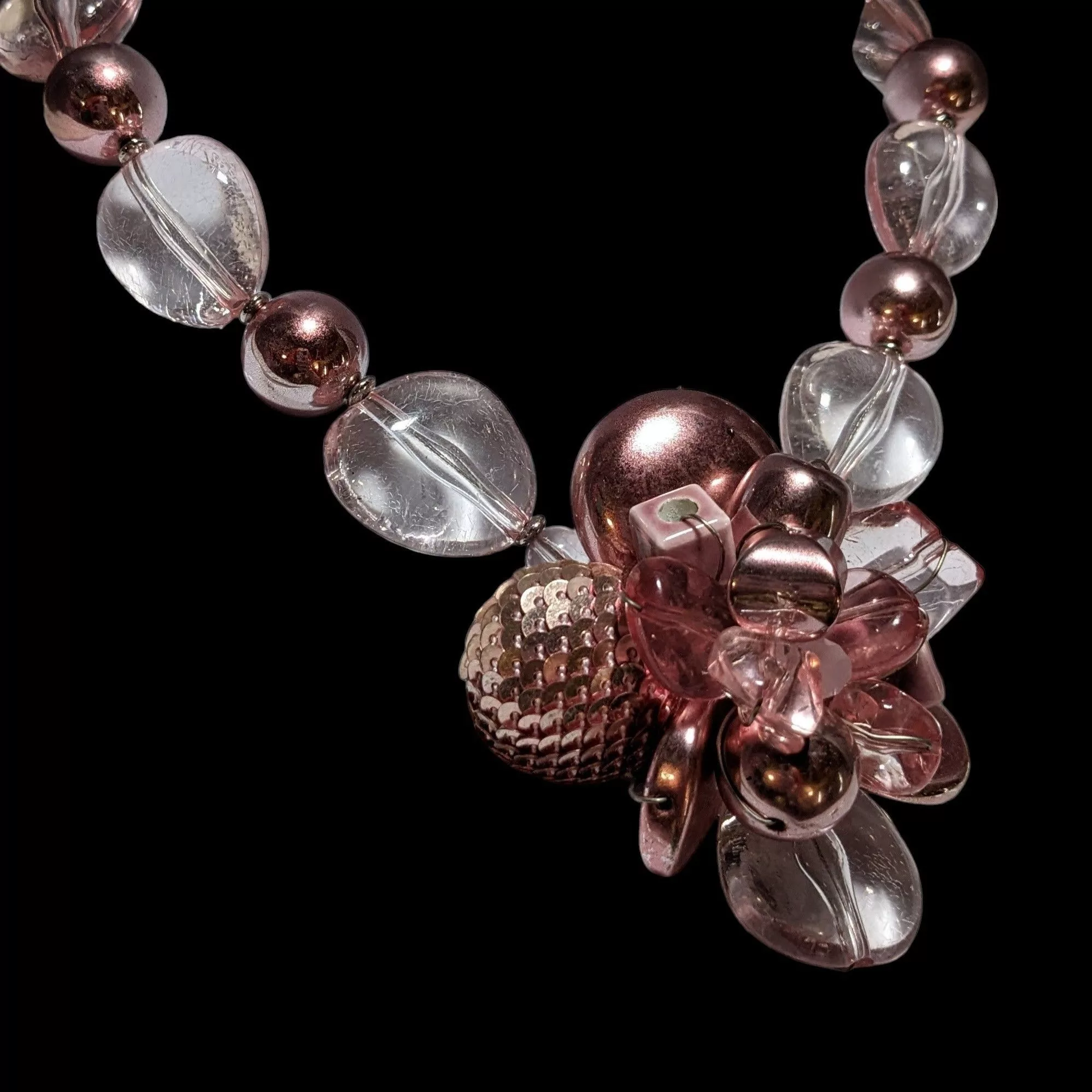 Other Necklaces Other Pink Metallic Floral Statement Necklace