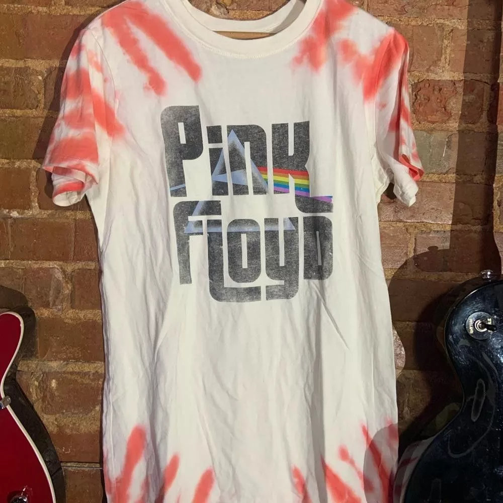 Designer Short Sleeve T Shirts Designer Pink Floyd medium white & red tiedye graphic T-shirt