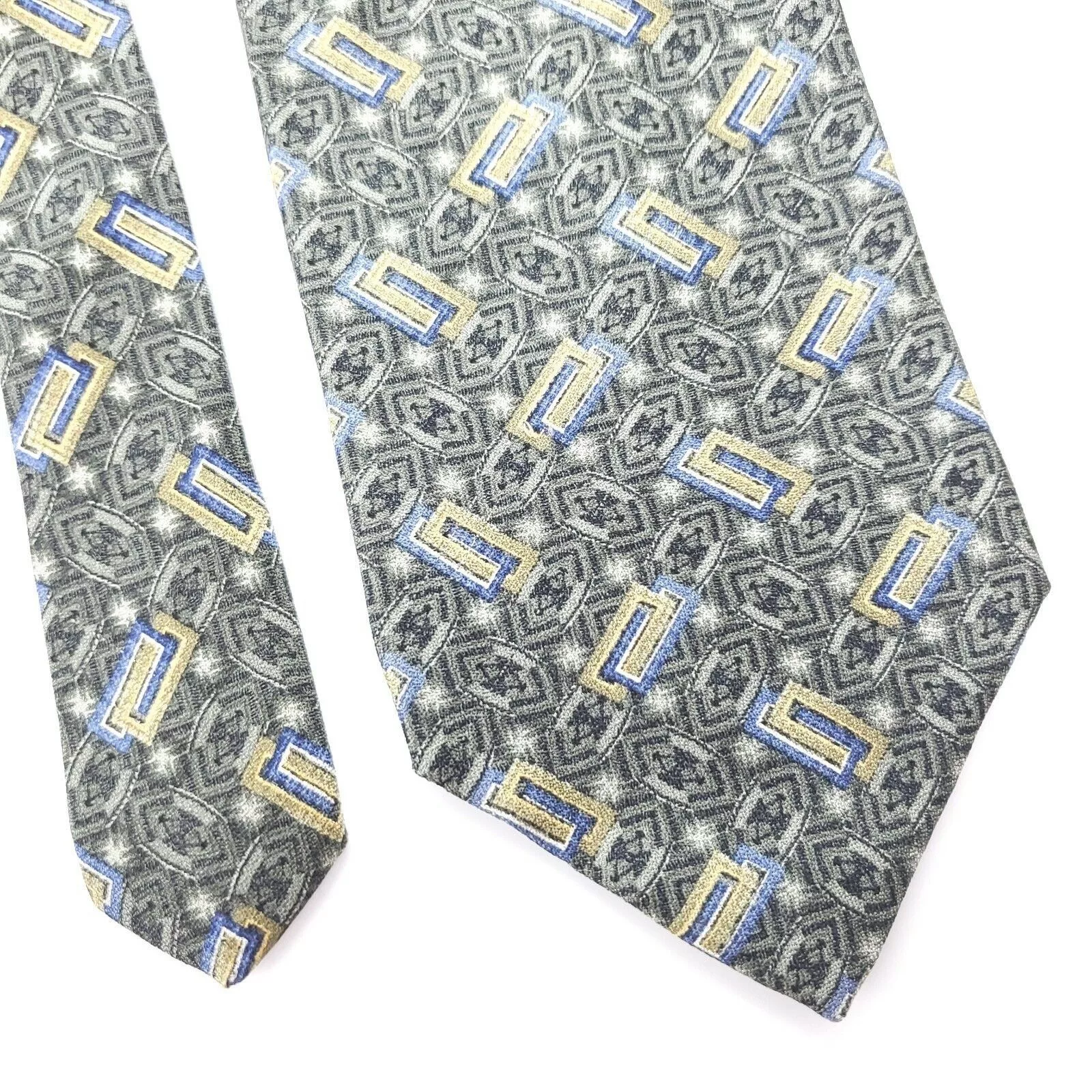 Henry Grethel Ties Pocketsquares Henry Grethel Green Abstract Silk Tie Short Print
