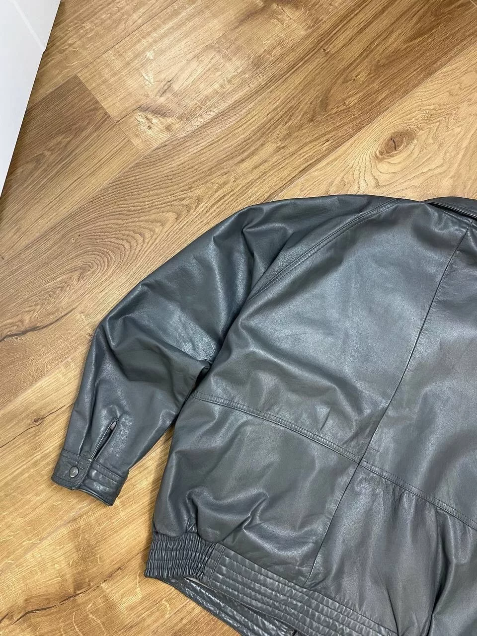Genuine Leather Leather Jackets Genuine Leather × Vintage Vintage Y2K Aviator Top Gun Genuine Leather Jacket Bomber Gray