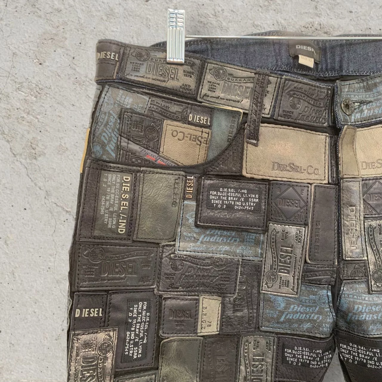 Diesel Casual Pants DIESEL Size 32 REBOOT Leather Patchwork Pants Black