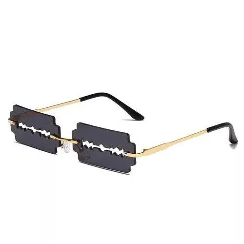 Electric Visual Sunglasses Electric Visual Rimless Razor Blade Rectangle Sunglasses Black Vintage