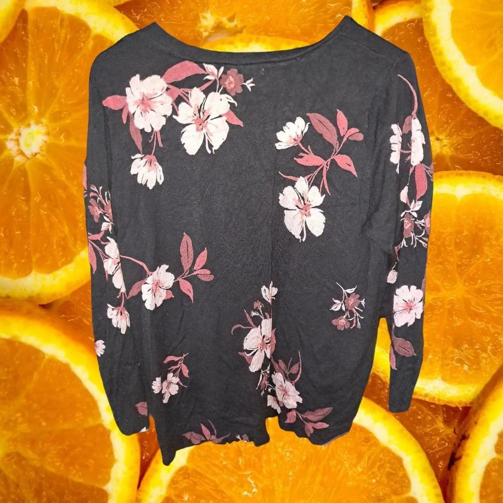 Other Sweaters Other Daniel Rainn Black Floral V Neck‎ Sweater