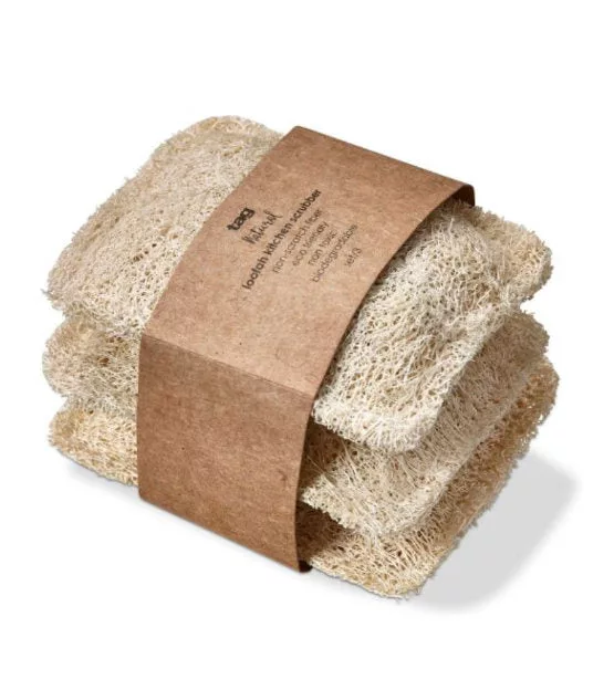 Natural Loofah Kitchen Scrubber S/3